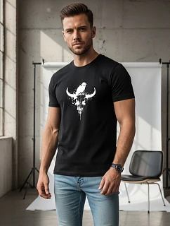 Pánské tričko s potiskem lebky a rohů NX060R