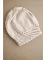 Dámská zimní čepice s vlnou a žebrovaným vzorem K471 béžová