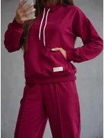 Teplákový komplet ve vínové bordó barvě - mikina se stojáčkem a kalhoty (82162) Teplákový komplet ve vínové bordó barvě - mikina se stojáčkem a kalhoty (82162)