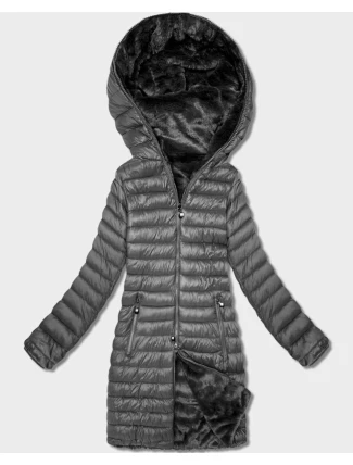 Oboustranná dámská bunda - kožíšek v grafitové barvě Goodlookin (P3-6001-27)