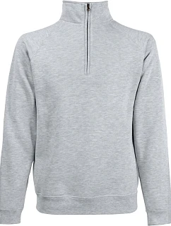 Fruit of the Loom Premium Zip Neck Sweat Mikina s 1/4 zipem 16.2032 heather grey