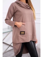 Mikina s dlouhými zády a kapucí mocca Mikina s dlouhými zády a kapucí mocca