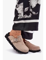 Dámské semišové pantofle na platformě Big Star – béžové Dámské semišové pantofle na platformě Big Star – béžové