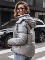 Dámská přechodná kožená bunda tmavě šedá FashionStreet TY5191