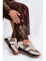 Zamšové Dámské Sneakersy Na Platformě Panther Vinceza 66793 Béžové