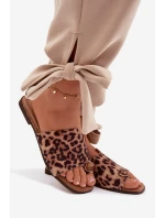 Dámské ploché pantofle s ozdobným detailem z eko semiše s leopardím vzorem Selavine