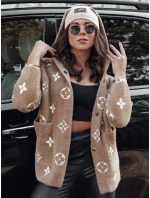 FORTY dámská bunda z alpaky s kapucí světle hnědá FashionStreet NY0688 FORTY dámská bunda z alpaky s kapucí světle hnědá FashionStreet NY0688