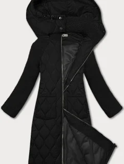 Černá dámská prošívaná bunda pro přechodné období s délkou ke kolenům Way Mode (OMS-10WD-01)