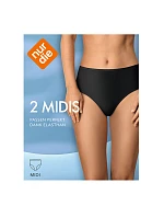 Dámské kalhotky vysokého střihu 2 ks NUR DIE COTTON MIDISLIP 2x - NUR DIE - černá