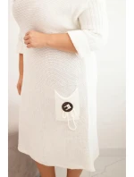 Dámská svetrá sukni Plus Size s mohairovým oversize kapsou ecru