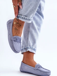 Dámské módní semišové mokasíny modré Rabell
