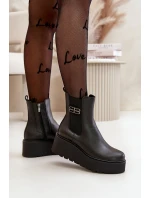 Zazoo 60498 Dámské Botky Chelsea Na Platformě A Klínu Černé