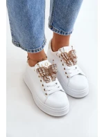 Dámské Tenisky Na Platformě S Motýlem Bílá-Zlatá Naritevia Dámské Tenisky Na Platformě S Motýlem Bílá-Zlatá Naritevia