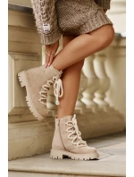 Zateplené boty z eko semiše na zip světlobéžové Caellita Zateplené boty z eko semiše na zip světlobéžové Caellita