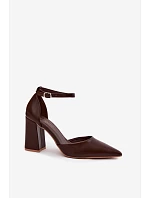 Lodičky na podpatku z imitace kůže Cihlové Selvra
