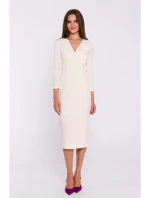 S372 Květinové tužkové šaty - slonová kost S372 Květinové tužkové šaty - slonová kost
