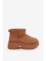 Dámské nízké sněhule Mavelle s kožíškem – camel