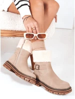 Dámské zateplené boty béžové FashionStreet ZY1228