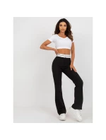 Černé látkové kalhoty do zvonu bez kapes (DHJ-SP-6971.33P)