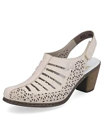 Kožené sandály na podpatku Rieker W RKR49B beige