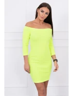 Pruhované vypasované šaty žluté neonové