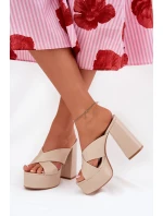 Dámské Klapky Na Platformě A Podpatku Béžové Lenobos