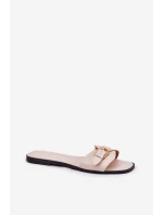 Ploché Dámské Pantofle Se Zlatou Sponou Béžové Esiobb