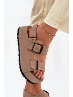 Semišové sandály na platformě Big Star TT274235 Béžové