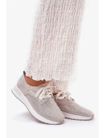 Dámské kožené lehké polobotky na platformě Artiker – béžovo/zlaté