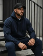 Pánská mikina s kapucí tmavě modrá BX3001