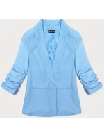 Světle modré tenké sako s nařasenými rukávy (22-356)
