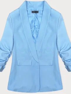 Světle modré tenké sako s nařasenými rukávy (22-356)