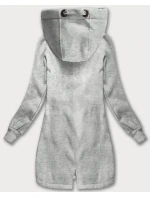 Světle šedá dlouhá dámská mikina s kapucí (AMG-675/2)