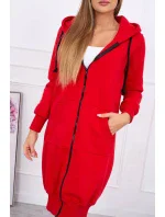 Zateplená dlouhá mikina s kapucí červená Zateplená dlouhá mikina s kapucí červená