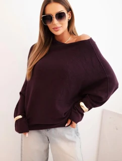 Dámský asymetrický viskózový svetr netopýří tmavě fialový