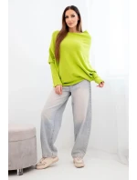 Dámský asymetrický viskózový svetr netopýr pistáciový