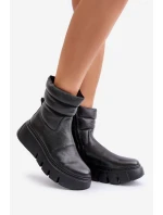 Zazoo 60512 Dámské Kožené Boty na Zip S Teplou Filcovou Podšívkou Černé