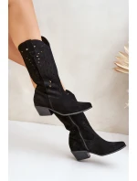 Semišové Kozačky S Prodyšným Svrškem Černé Zazoo 3609