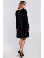 M566 Sametové šaty uvolněného střihu - tmavě modré M566 Sametové šaty uvolněného střihu - tmavě modré