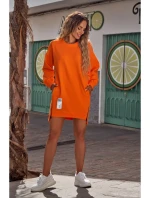 M676 Svetr tunika se zipy - oranžová