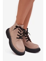 Dámské botky Harmine – zateplené, na platformě, šněrovací, tmavě béžové Dámské botky Harmine – zateplené, na platformě, šněrovací, tmavě béžové