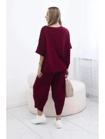 Bavlněný komplet halenka a kalhoty 6727 bordó - Kesi