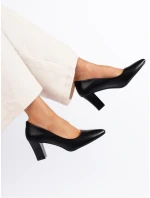 Trendy dámské černé  lodičky na širokém podpatku