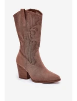Prodyšné Cowboy Boty Na Podpatku S.Barski HY51-606 Hnědé