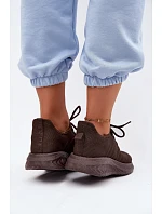 Lehké sportovní slip-on boty dámské textilní Big Star UU274055 Čokoládové Lehké sportovní slip-on boty dámské textilní Big Star UU274055 Čokoládové
