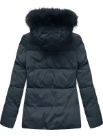 Tmavě modrá krátká dámská zimní prošívaná bunda (7694) Tmavě modrá krátká dámská zimní prošívaná bunda (7694)