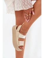 Dámské sandály na platformě se suchým zipem béžové Nitepira