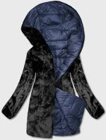 Tmavě modrá oboustranná dámská bunda - kožíšek (b8052-3)