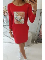Šaty s 3D grafikou ptáka červené Šaty s 3D grafikou ptáka červené