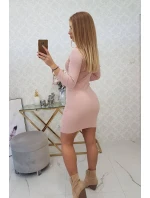 Šaty s ozdobnými knoflíky tmavě pudrově růžové Šaty s ozdobnými knoflíky tmavě pudrově růžové